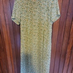 Womens midi/long dress,size S-M,green&yellow flower print,new yorker